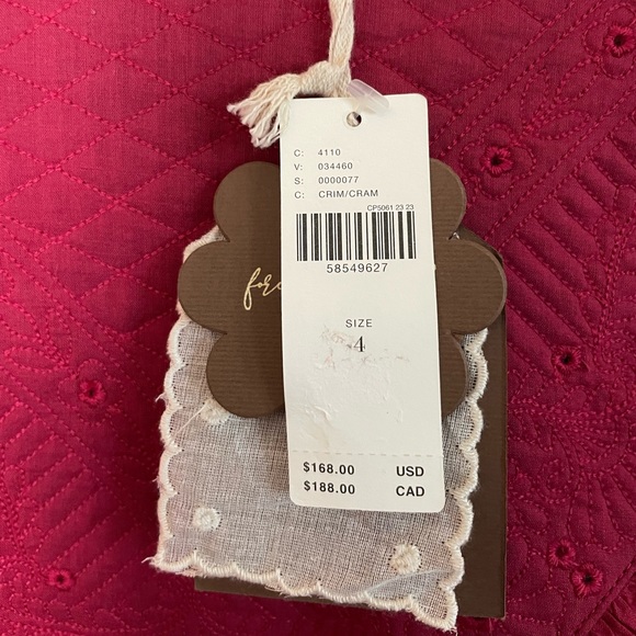 ANTHROPOLOGIE NWT Forever That Girl Burgundy Quilted Ruffle Frill Eyelet Blouse - Picture 7 of 11